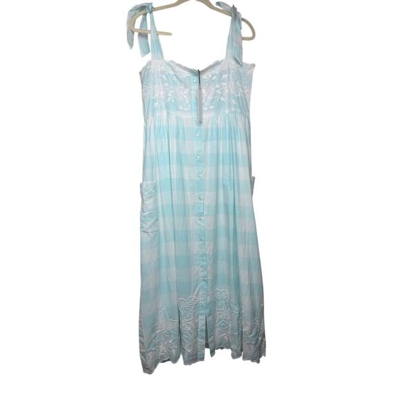 Juliet Dunn Blue Gingham Tie Shoulder Dress NWT Sz. 2 (US 6-8) - Picture 3 of 10